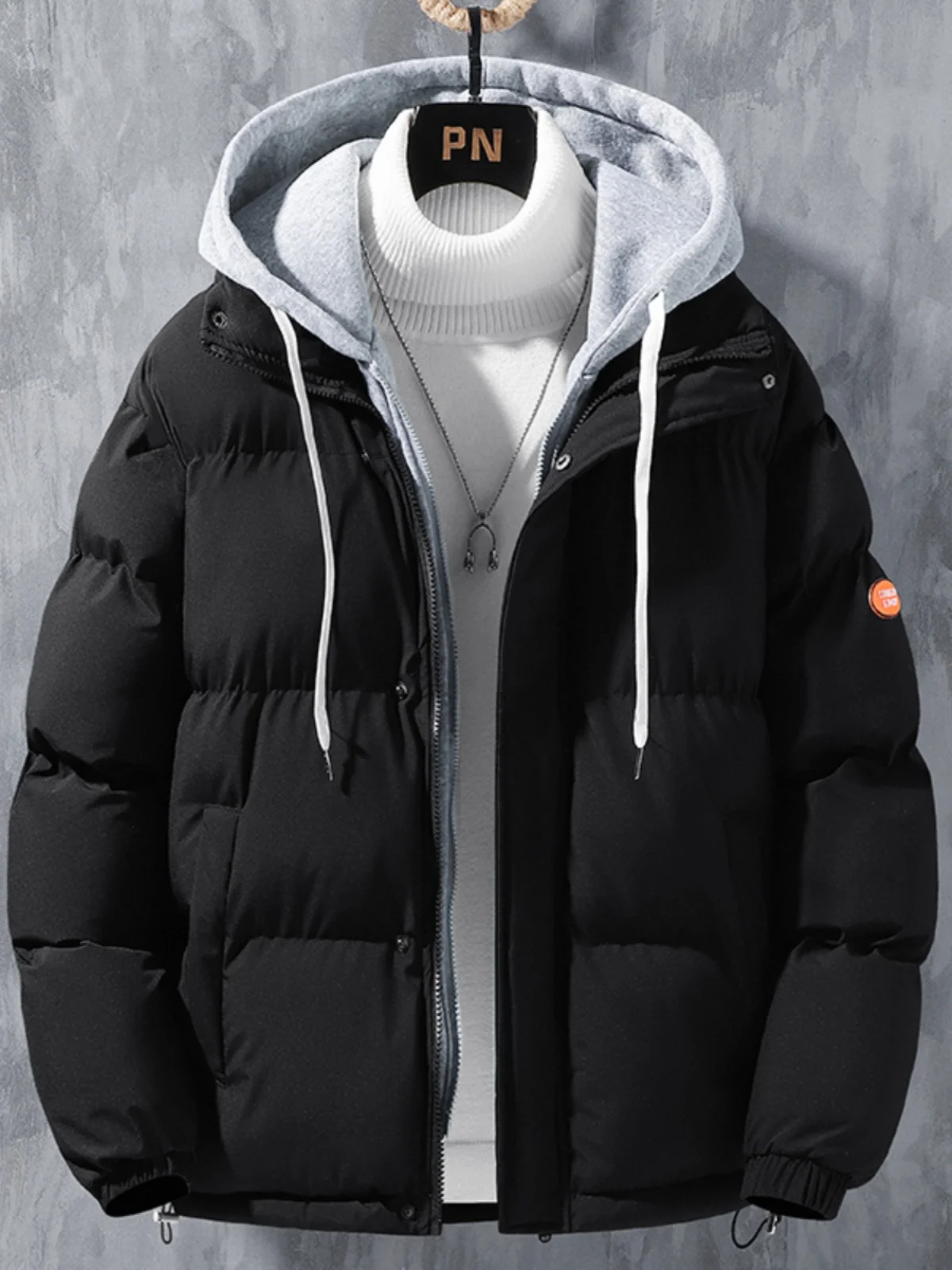 

Зимняя утепленная хлопковая куртка для мужчин, свободного кроя, в стиле «пуховик», модная, с капюшоном, молодежная, повседневная, из полиэстера