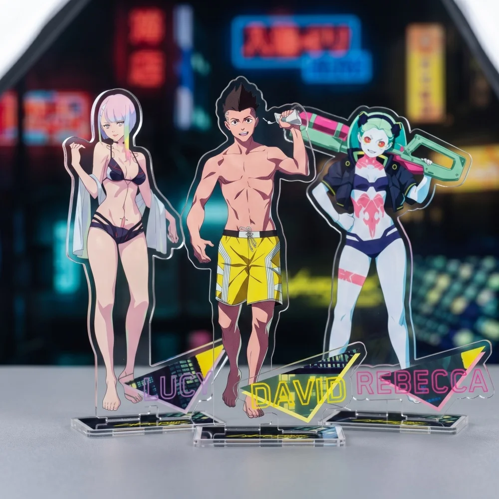 Акриловая фигурка-брелок 15 см по мотивам аниме Cyberpunk Edgerunners (Дэвид, Люси, Ребекка), настольное украшение, подарок, декор для стола