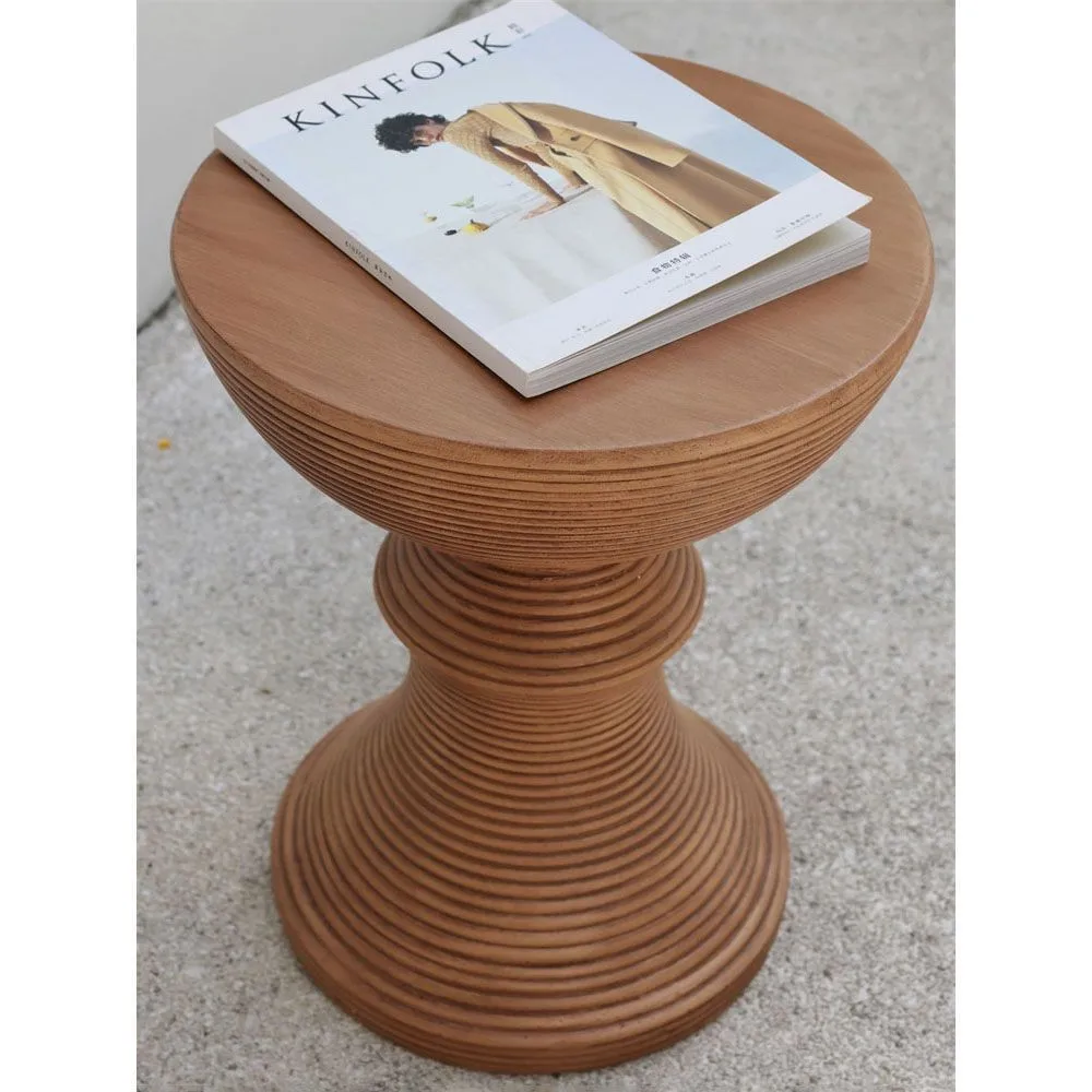 Imitation wood grain edge few modern simple log color round retro sofa art living room