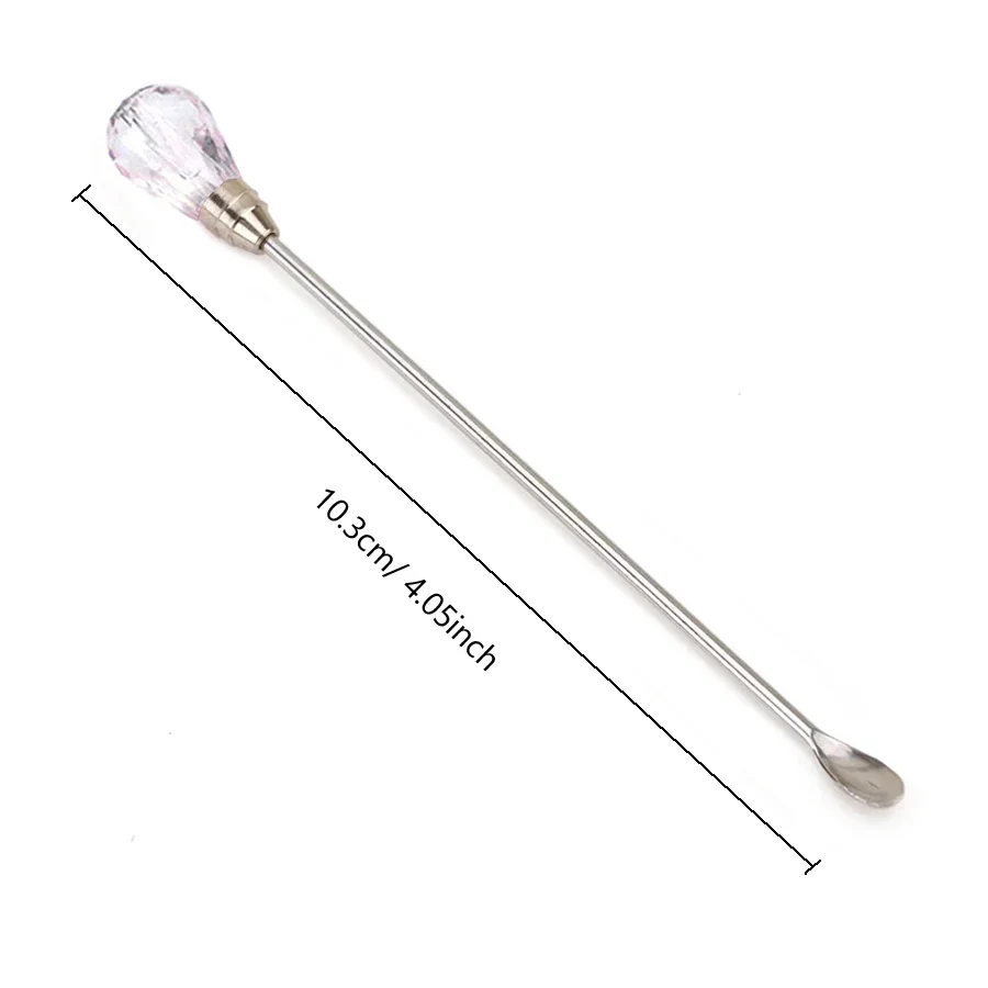 สแตนเลสสตีลเล็บไม้พายเจลผสม Rod ช้อนแต่งเล็บสําหรับอะคริลิค UV Polish Glitter Powder-อ่างล้างจานเครื่องมือ