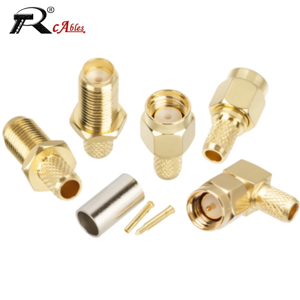 2PCS Coaxial RF Connector SMA Male and Female SMA Forward and Reverse Connector Crimp RG316 RG174 RG58 SYV50 -3 High Frequency