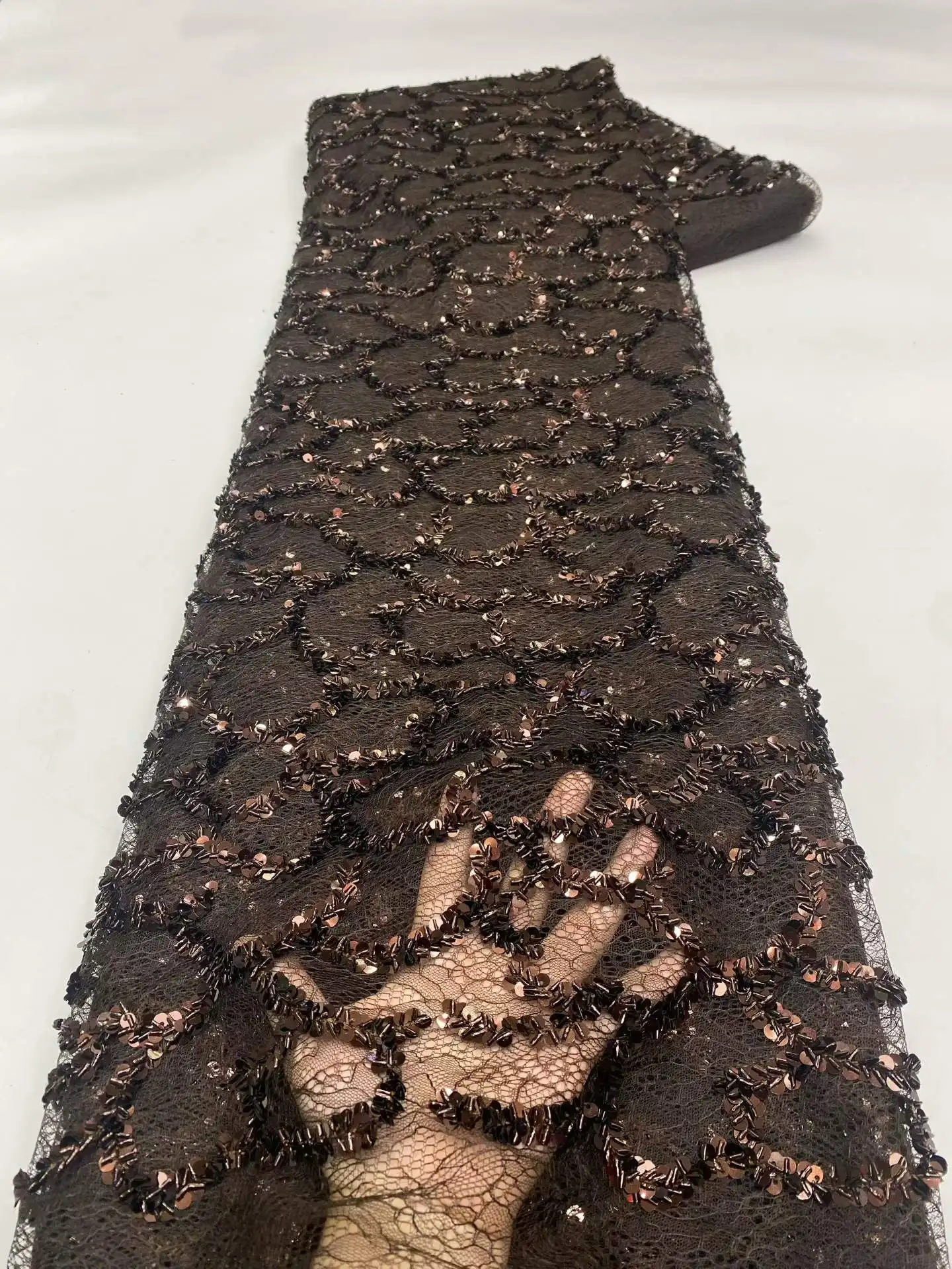 African Lace Fabric 2026 Sequins Embroidery Lace Groom Nigerian Bridal High Quality French Mesh Lace Fabric For Wedding Sewing