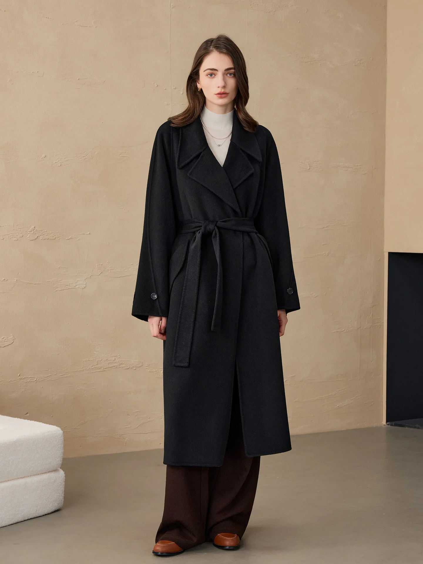 Allingentle Coffee Women's Blazer Woolen Fashion Long Jacket Big Coat Suit Blazer for Daily Outfits Customize