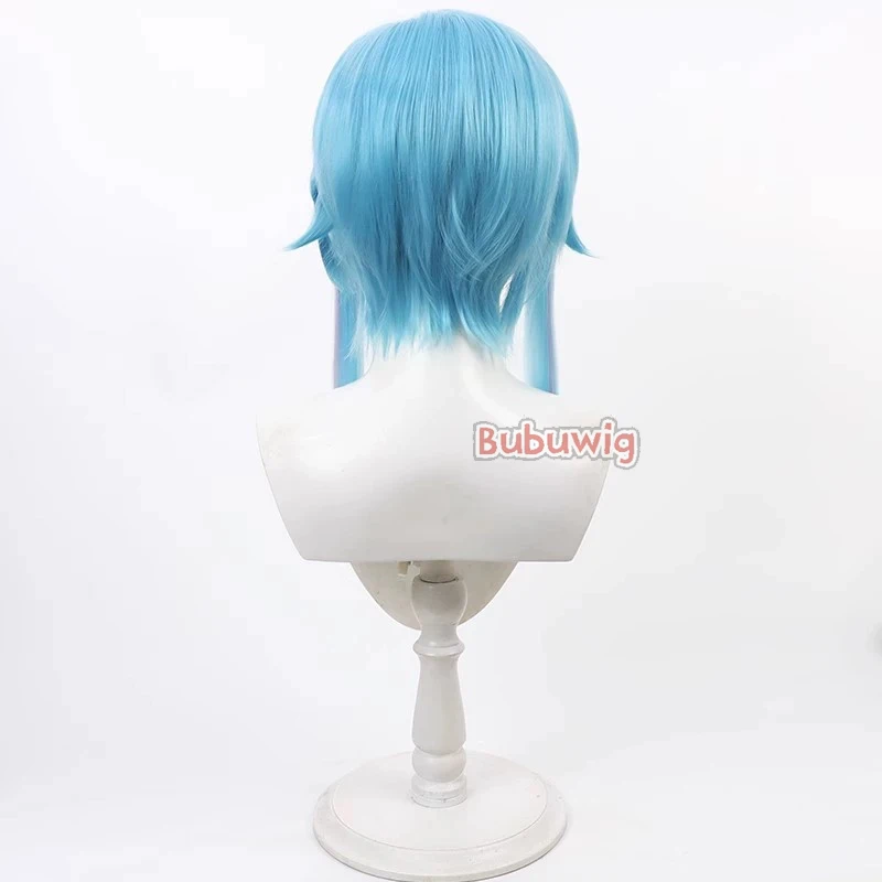 Bubuwig-Peluca de cabello sintético para Cosplay, cabellera artificial con gato negro, azul claro, Rosa mezclado, resistente al calor