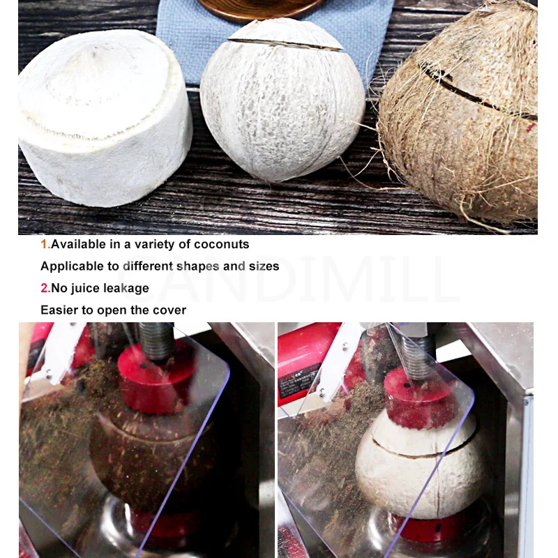 Режущее оборудование Машина для укупорки кокосов Коммерческая машина для укупорки кокосов Быстрая эффективная безопасность Регулируемая машина для открывания скорлупы