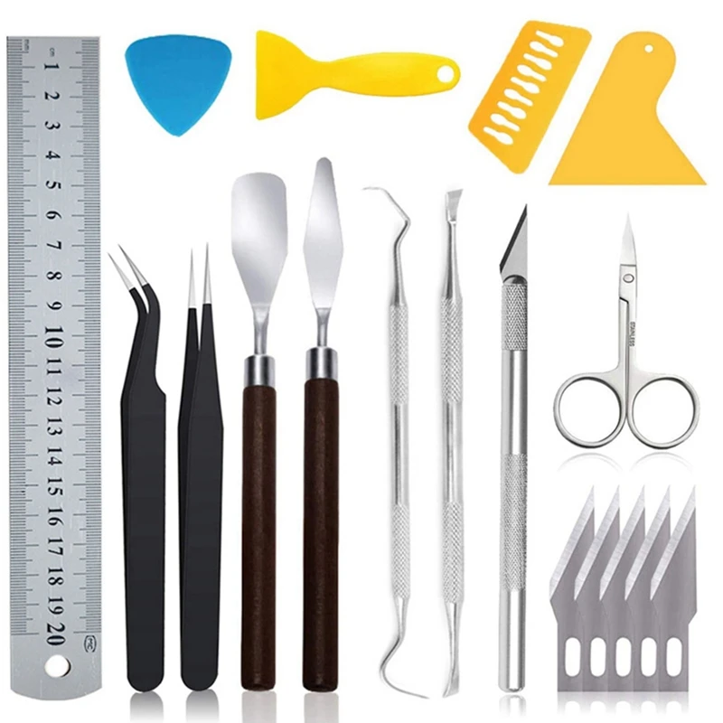 Basic Craft Vinyl Weeding Tools Set DIY Sewing Stitching Punch Carving Kit Silhouette Accessories 18Pc