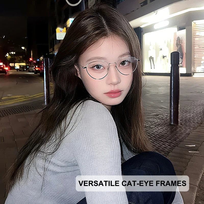 

Luxury Brand-Inspired Titanium Cat-Eye Glasses Frames Fashionable Trendy Women Eyewear Ultra-Lightweight And Versatile Eyeglasse