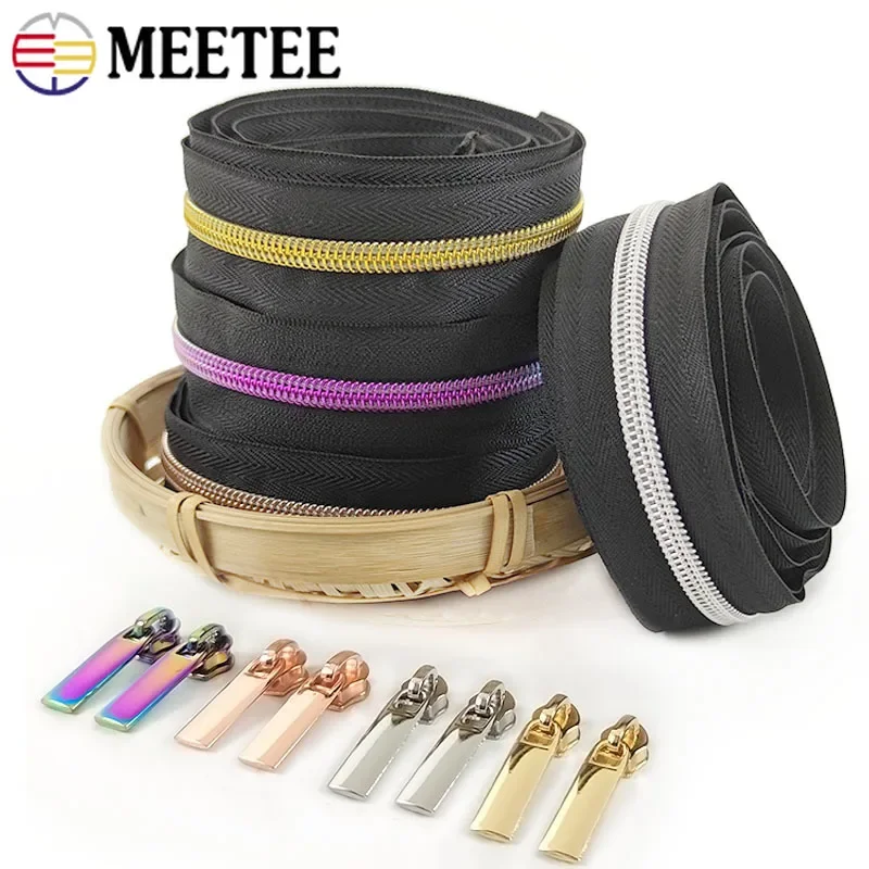 2/5/10Meters 3# 5# Nylon Zippers Tapes Zip By The Meter Repair Kit DIY Bags Zips Slider Pulls Garment Replace Sewing Accessories