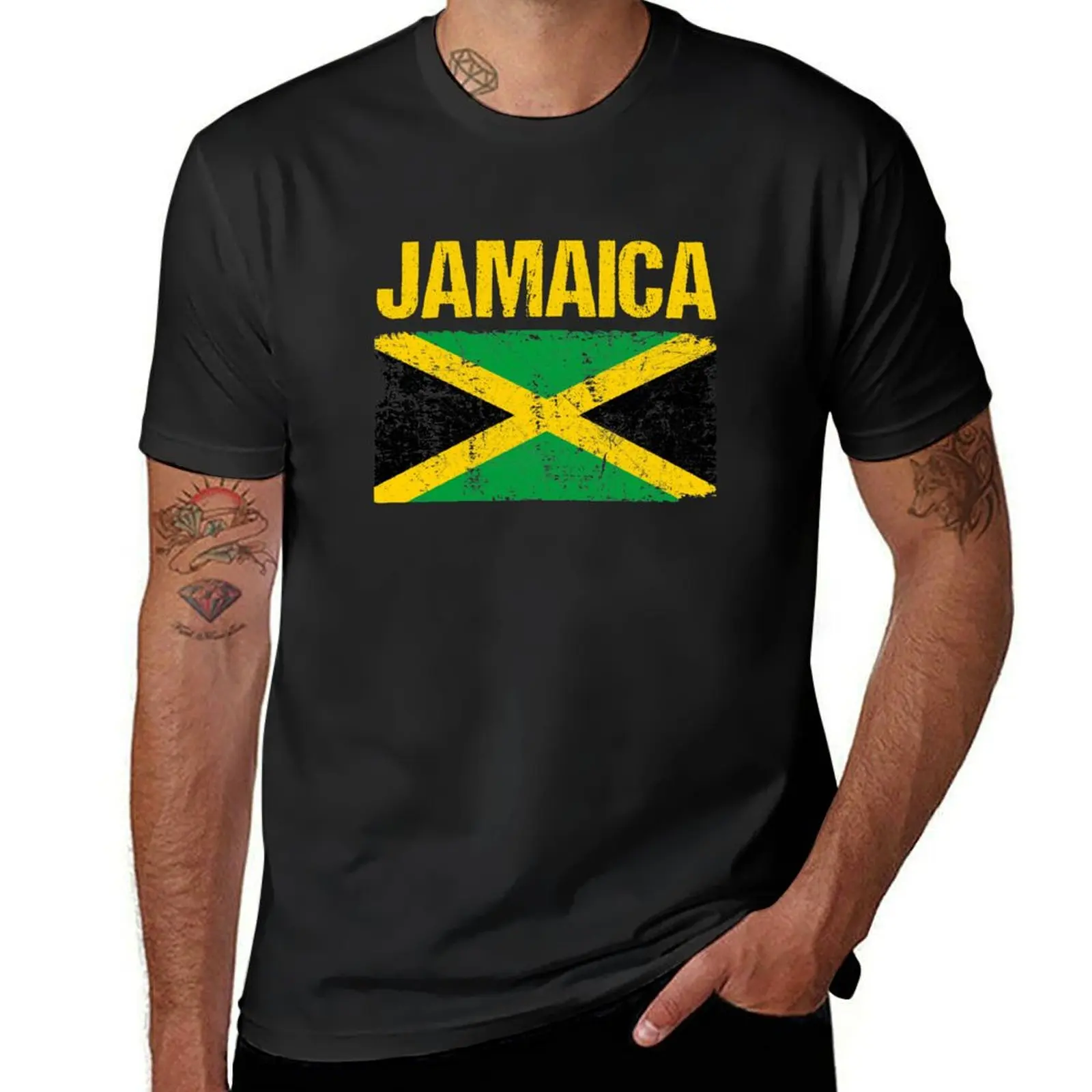 Distressed Jamaica Flag T-Shirt blacks plain summer clothes plain t shirts men