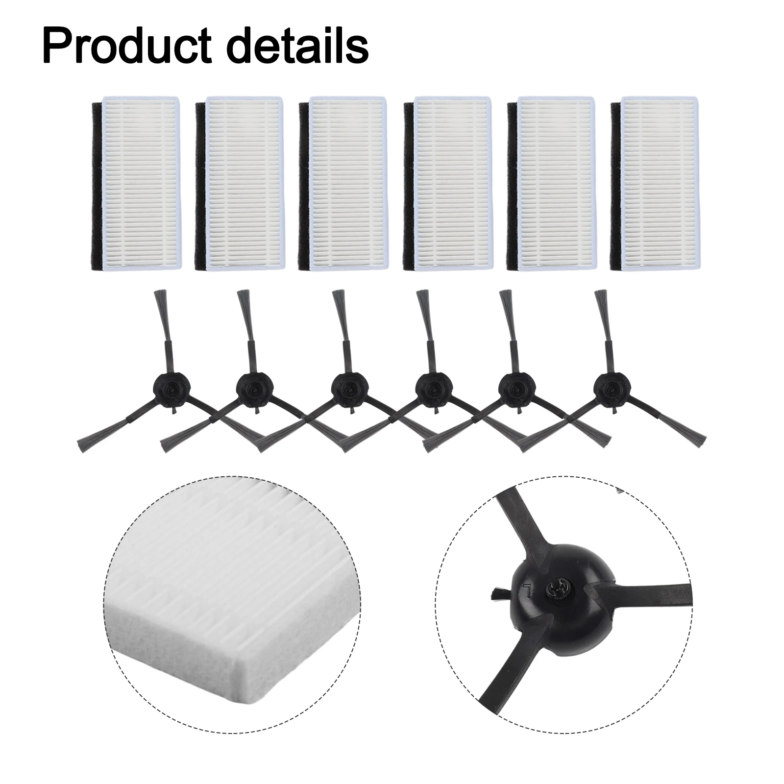

For Cleanova W11 Robot Vacuum Cleaner Parts Kit 6 Side Brushes Filters Replacement Accessories Home Cleaning Tools