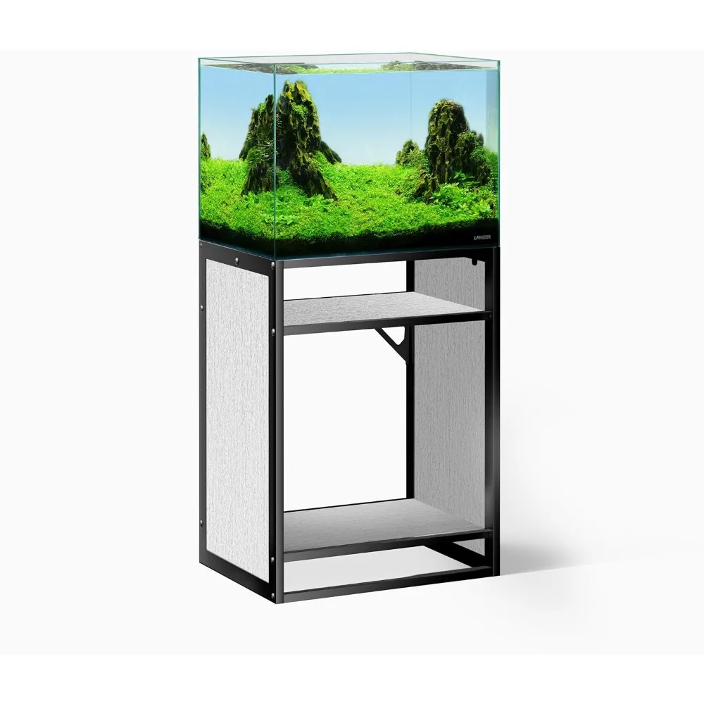 

Washed Oak Wood Metal Frame Stand, Three-Shelf for Fish Tanks up to 30 Gal, CLX60-60X45X80cm (23.6x17.7x31.49 in)