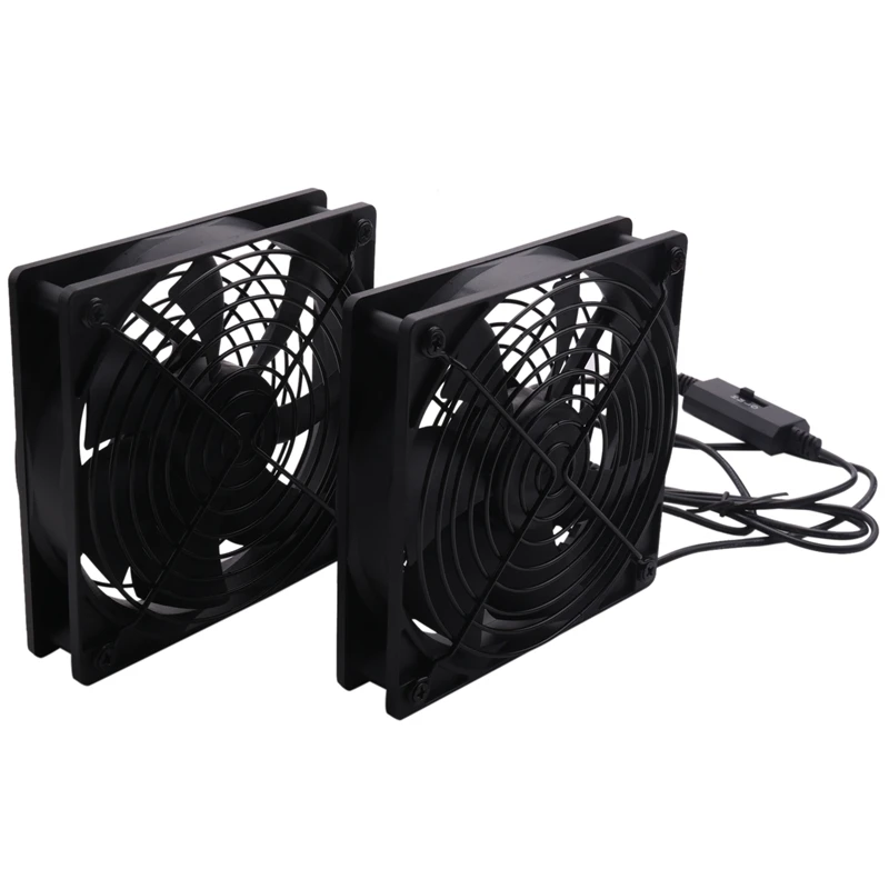 Dual 120Mm 5V USB Powered PC Router Fans With Speed Controller High Airflow Cooling Fan For Router Modem Receiver