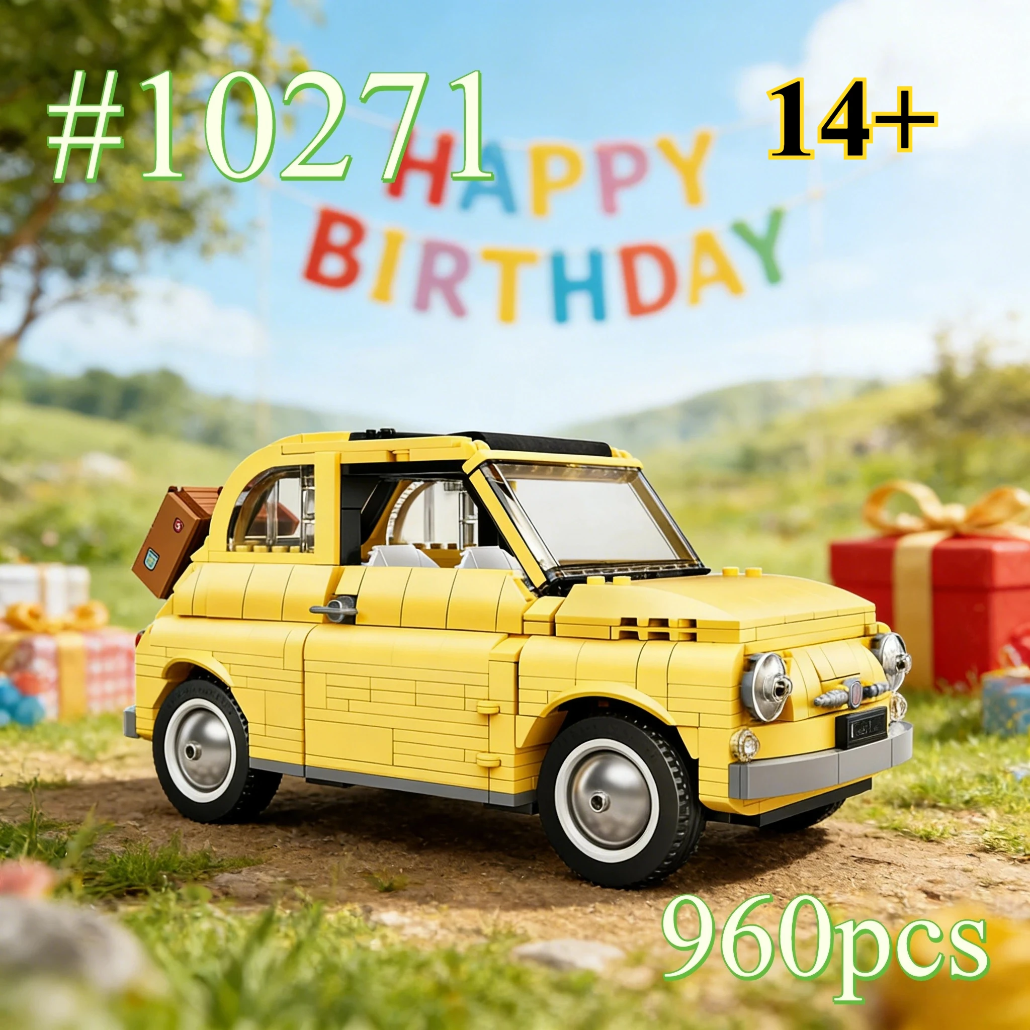 

Желтая машина с мольбертом, набор строительных блоков 10271, подходит для подарков на день рождения, совместим с деталями Lego, 960 шт.