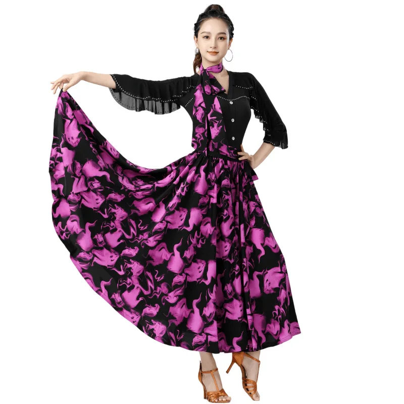 Spring and Summer New Dot Pass Big Swing Half Skirt Square Dance Social Dance Modern Dance Performance Dance Long Skirt