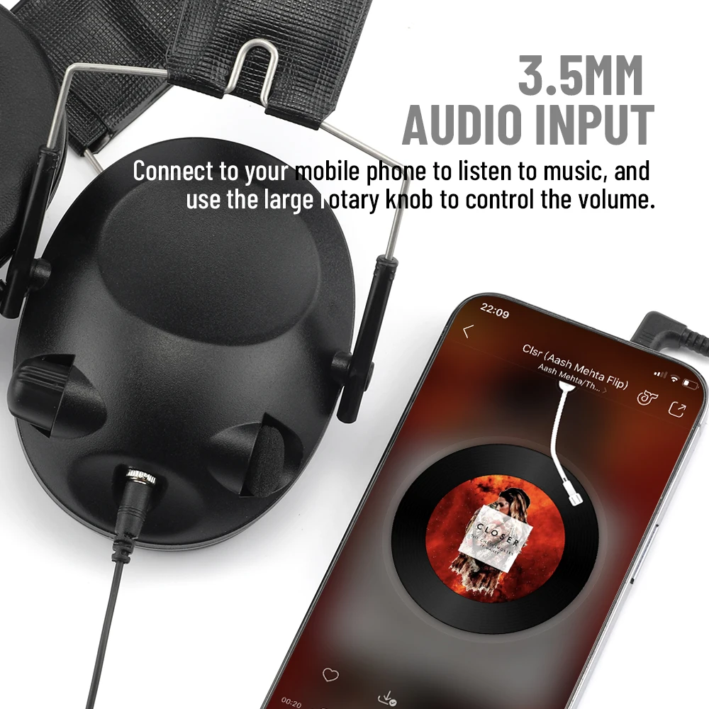 Electronic Ear Defenders SNR23dB Sound Pickup Foldable Shooting Earmuffs Hearing Protector Gun Range