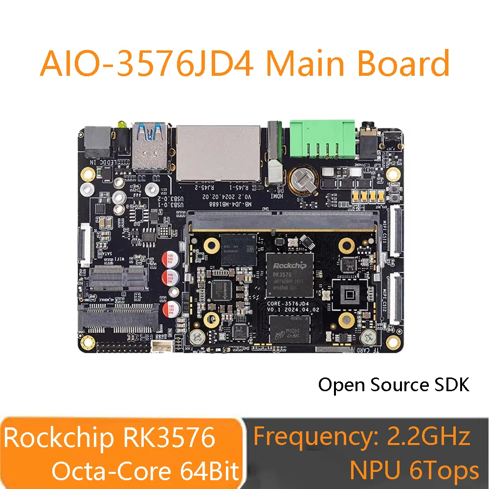 AIO-3576JD4 Main Board Rockchip RK3576 6T Computational Power AIOT Core Board 4K120 edge computing Big Model