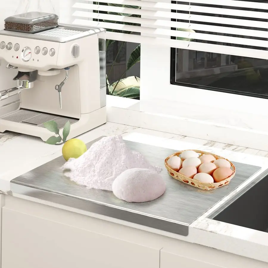 

Stainless Steel Cutting Board with Lip, Heavy Duty 304 Cutting Plate Chopping Boards for Countertop 19.7 x19.7In Kitchen Pastry