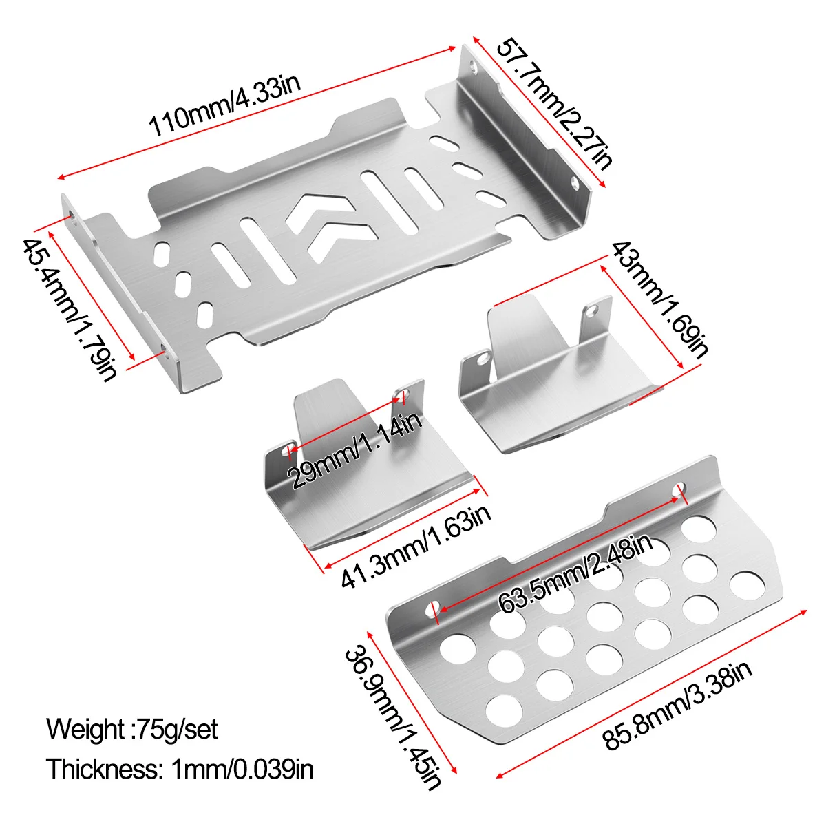 Stainless Steel Chassis Armor Axle Protector Skid Plate for 1/10 YK4106/YK4107 RC Crawler Car Upgrade Parts