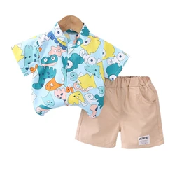 New Summer Baby Clothes Set Children Boys Shirt Shorts 2Pcs/Sets Toddler Clothing Infant Casual Cartoon Costume Kids Tracksuits