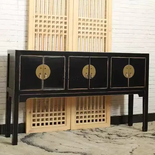 

yj5New Chinese solid wood old foyer cabinet, entrance cabinet, neoclassical antique high foot