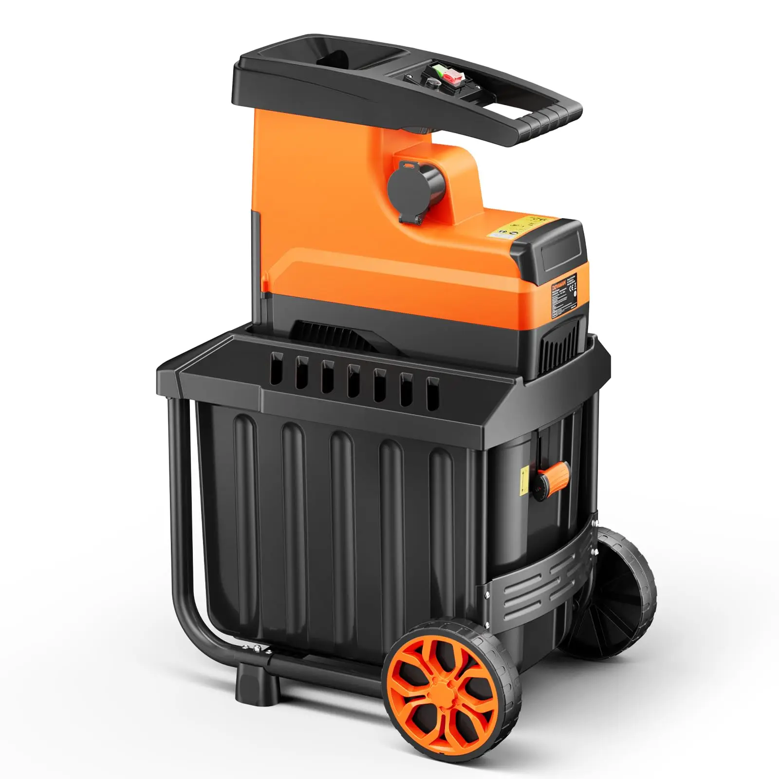 DOVAMAN Distruggidocumenti da giardino da 2800 W, motore brushless da 400 Nm, rullo a 6 denti, capacità 45 mm, scatola da 60 litri, silenzioso e protetto da sovraccarico