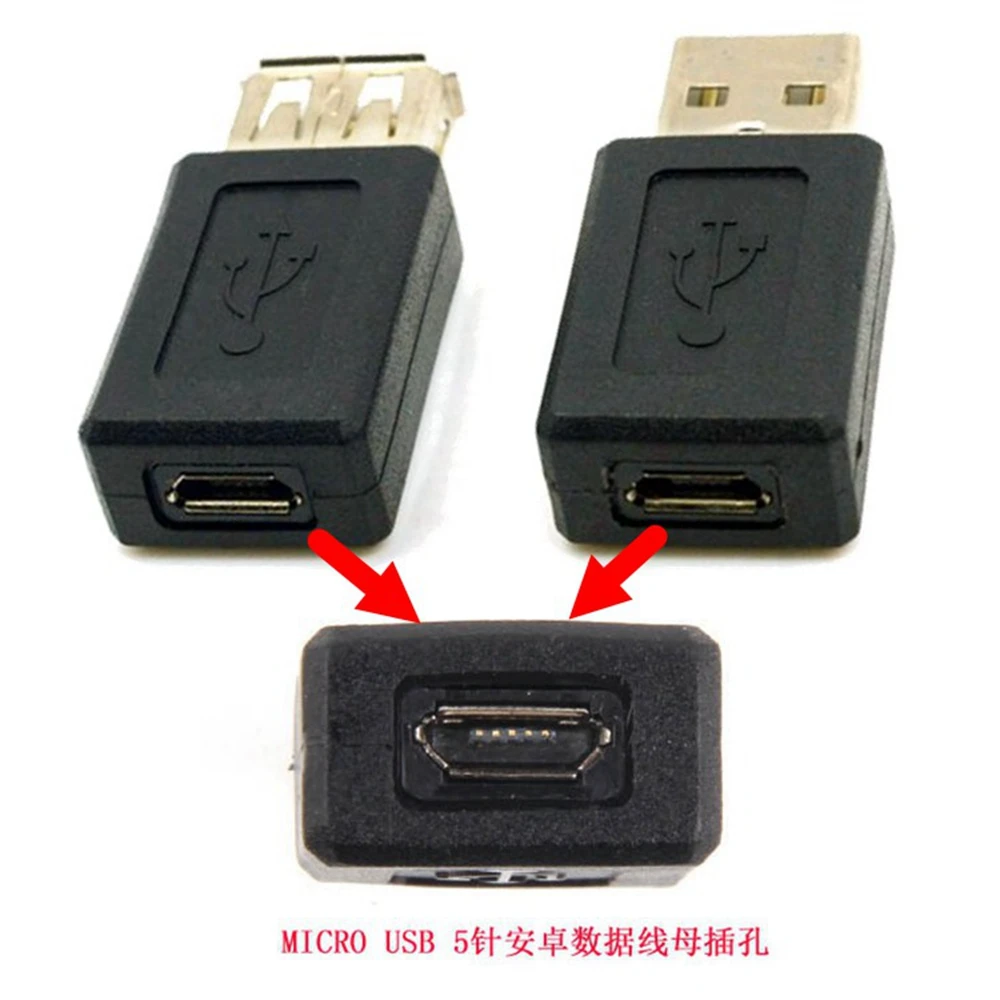 Colokan usb 2.0 ke usb mikro, konverter colokan usb 2.0 untuk USB hitam tipe A Wanita Ke mikro. USB MINI B Wanita