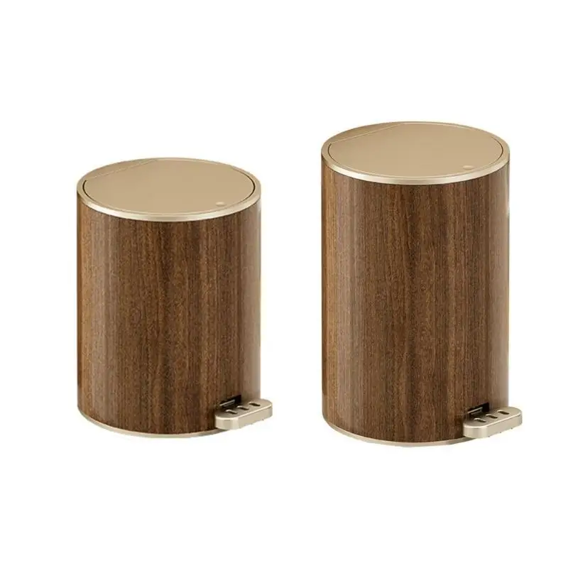 E8BD Trash Can Grained Waste Basket Double-open Designing Kitchen Storage Sealed with Lid Ensures Long Term Use