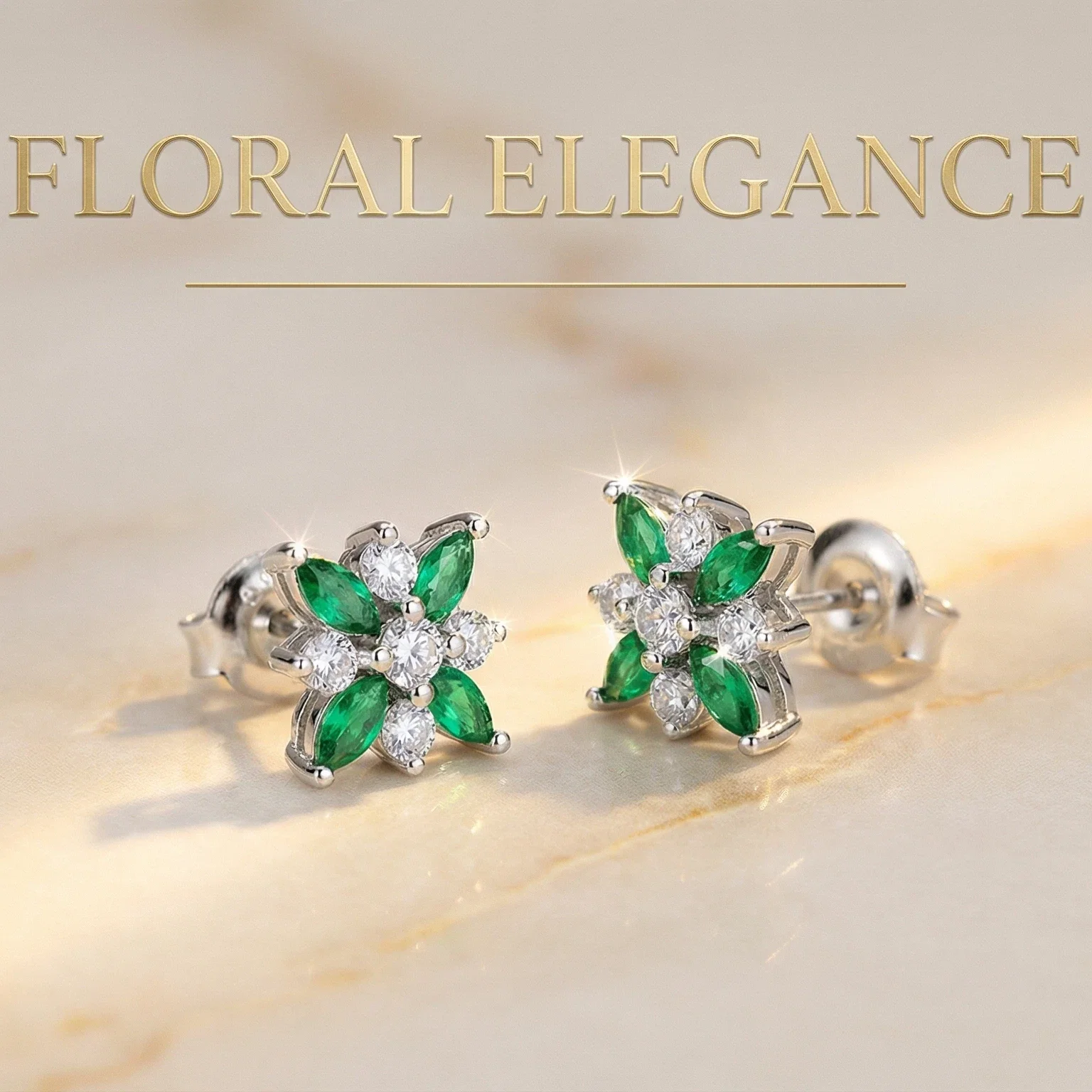 4*2mm Lab Grown Emerald Stud Earrings 925 Sterling Silver Hypoallergenic Jewelry for Women May Birthstone Gift