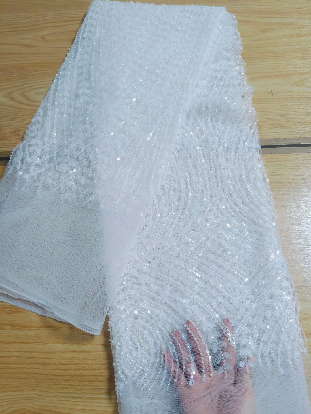 

2026 Wedding Dress Fabric, Latest Elegant Soft Tulle Lace with Sequin and Stones - High Quality Austria Latest NN2638_Z