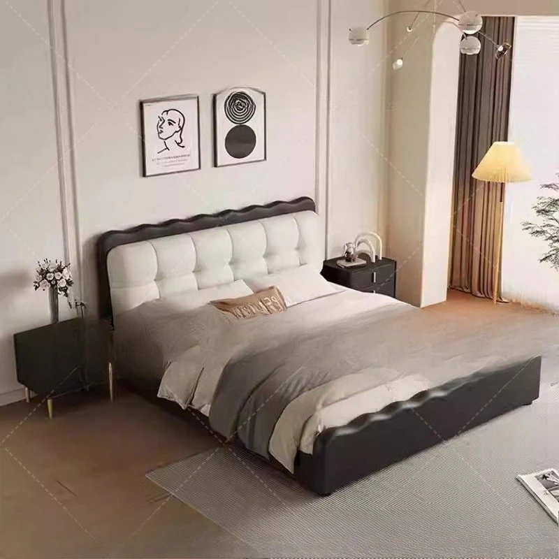 Master bedroom bed is simple and modern, small apartment storage bag, double bed