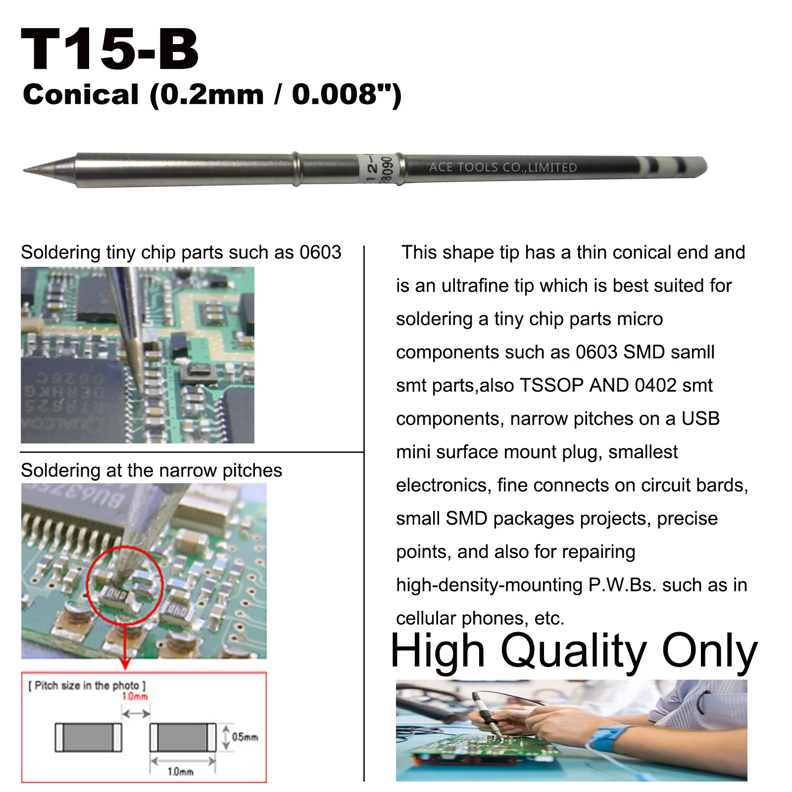 5 PCS T15-B เปลี่ยนเคล็ดลับการบัดกรี Fit HAKKO FM-203 FM-204 FM-206 FX-951 FX-950 FX-952 FX-9501 FM-2028 FM-2027 FM-2021