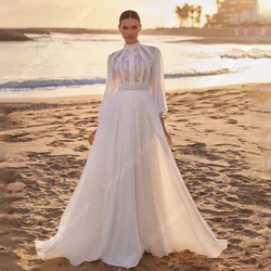 Elegantly Sleeveless Women Wedding Dresses Bright Tulle Backless A-Line Bridal Gowns Mopping Length Princess Vestidos De Novias