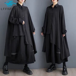 2025 Fashion Spring New Arrival Dark Stylish Irregular Shirt Japan Style High End Women's Fashion Long Alegant Blouse