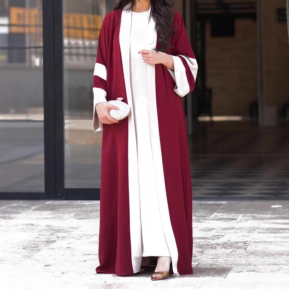 

(single Item) Women's Fashion New Color Block Design 2026 Muslim Long Dress Robe Abaya Ramadan Dubai Luxury Islam Elegant