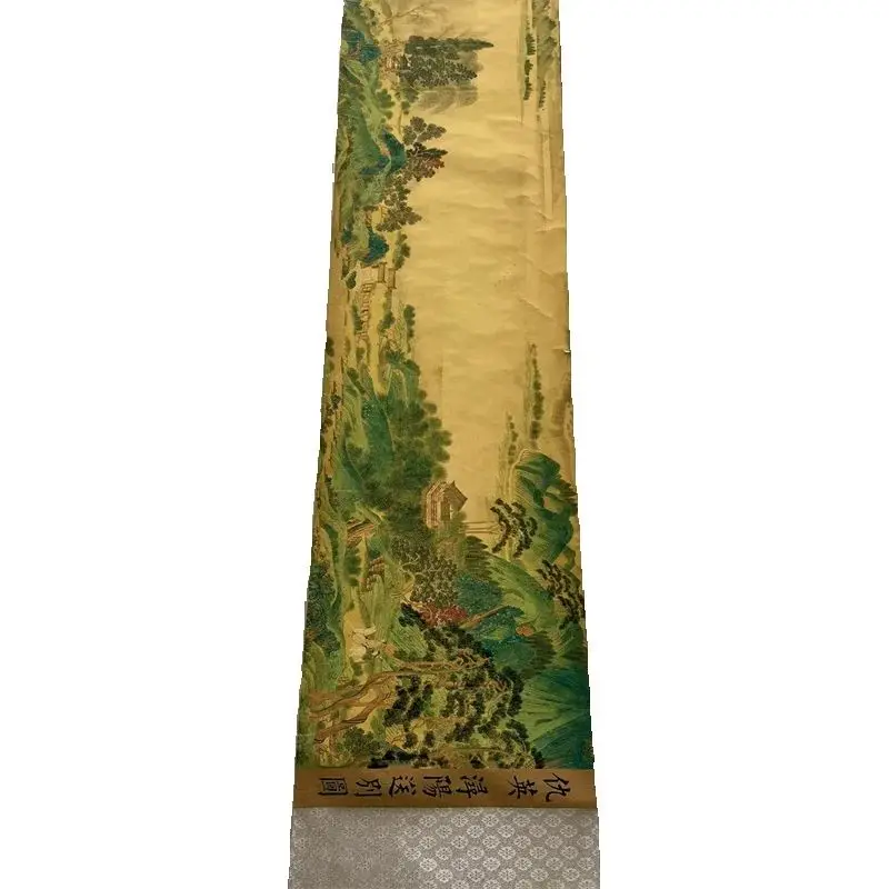 

China Ancient Picture Paper,Character Story Painting,Farewell Picture of Qiu Ying and Xunyang, Long Scroll Painting