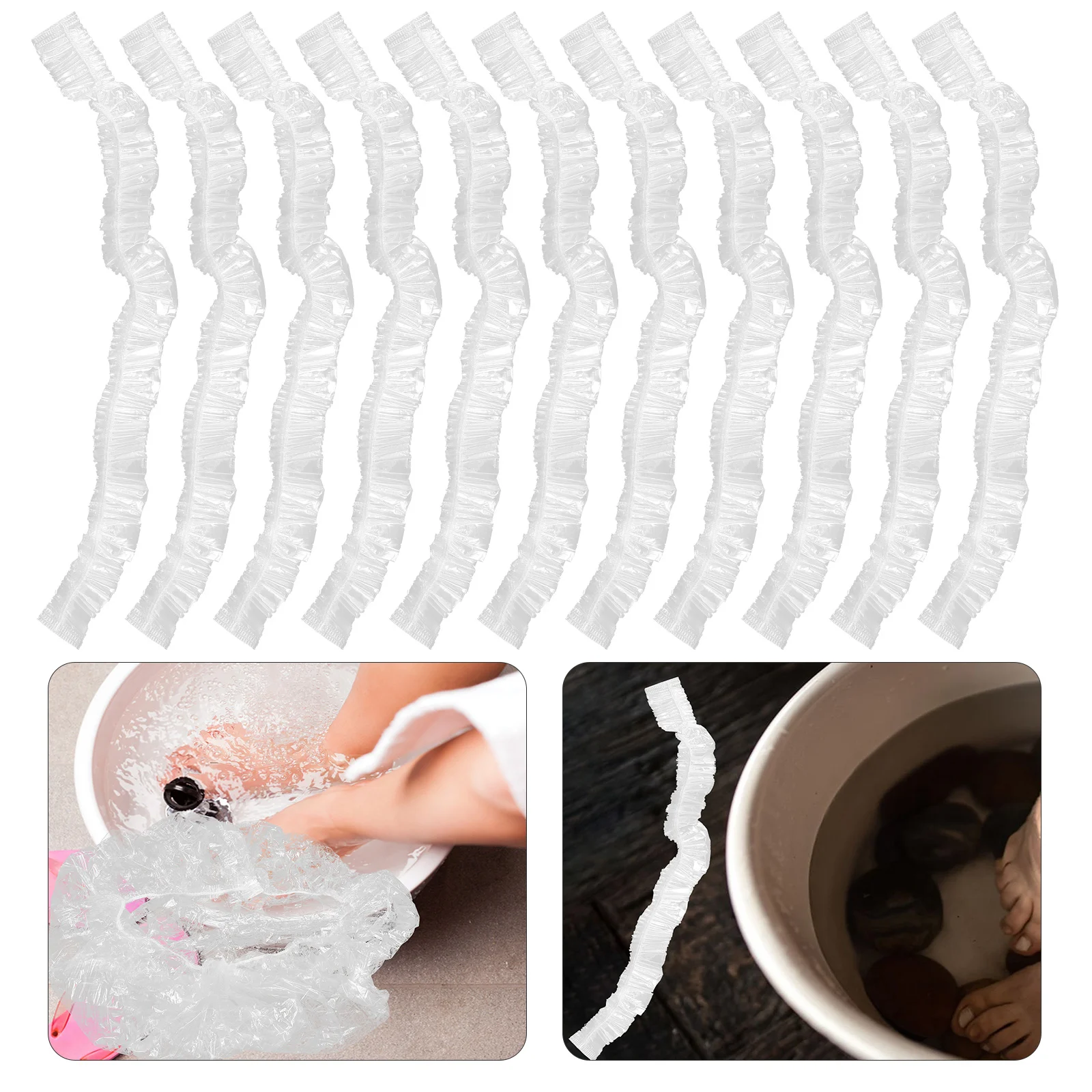 100 Pcs Foot Bath Bag Professional Spa Pedicure Liners Disposable Bowl White Tub Elastic Baby