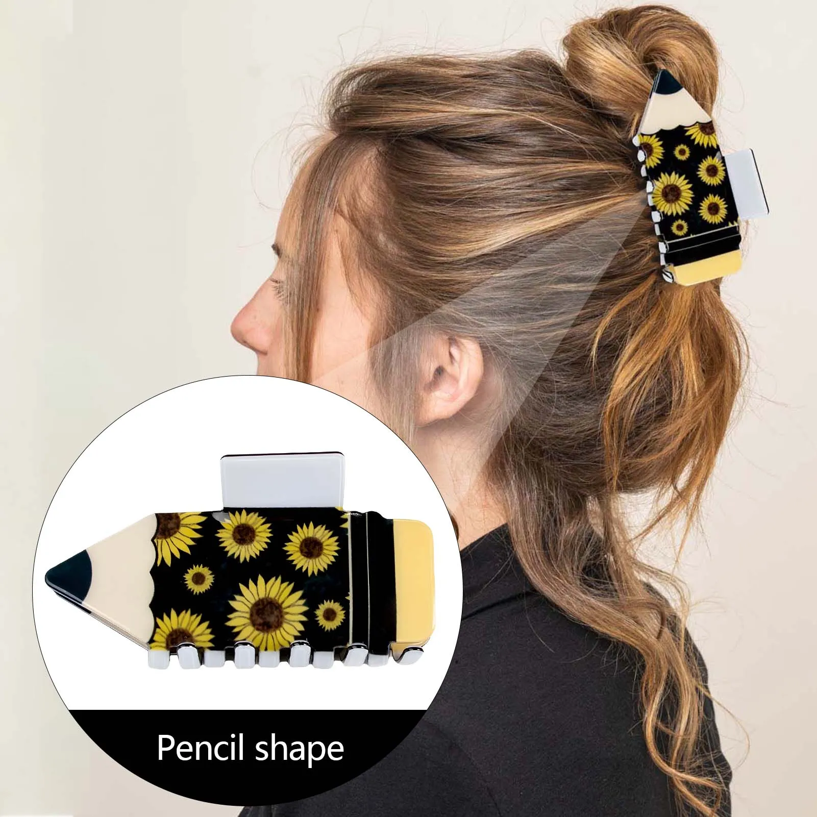 

Funny Pencil Hair Clip Elegant and Charming Temperament Claw Clips Suitable for Teachers Appreciation Gift MIAO