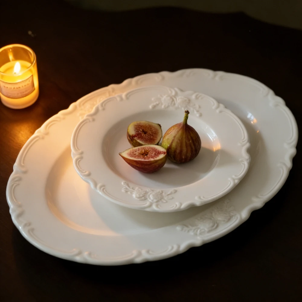 French Relief-style Antique Court-style Tableware Western Dining Plates, Coffee Cups and Saucers Exquisite Western Dessert Plate