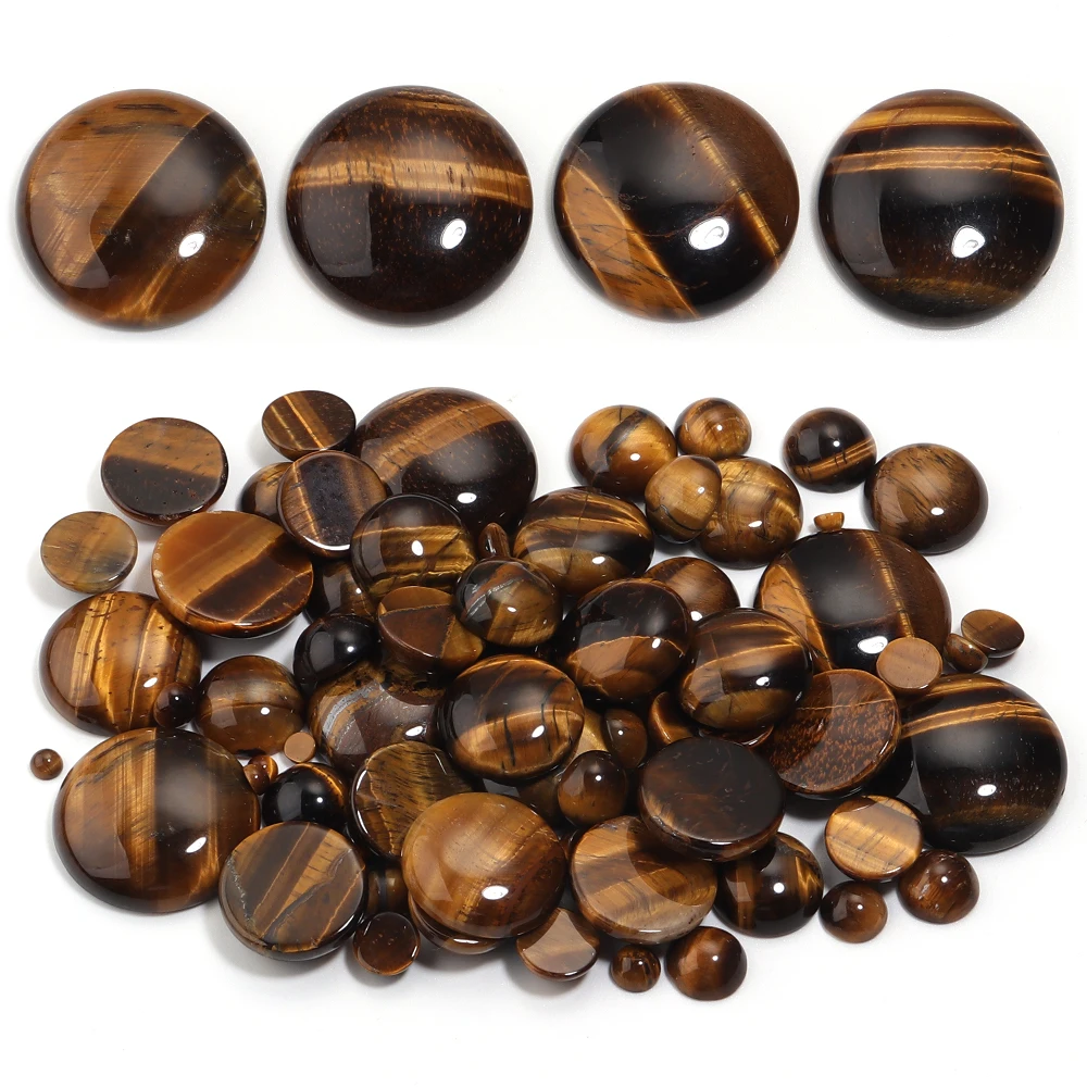 5/10Pcs 4-25mm Natural Stone Cabochon Round Tiger's Eye Cameo Fit DIY Ring Earring Bracelet Jewelry Making Finding