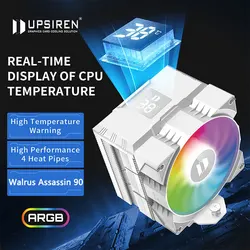 UPSIREN Walrus Assassin 90 Digital display radiator，ARGB 4 heat pipe single tower single fan chassis air cooling radiator