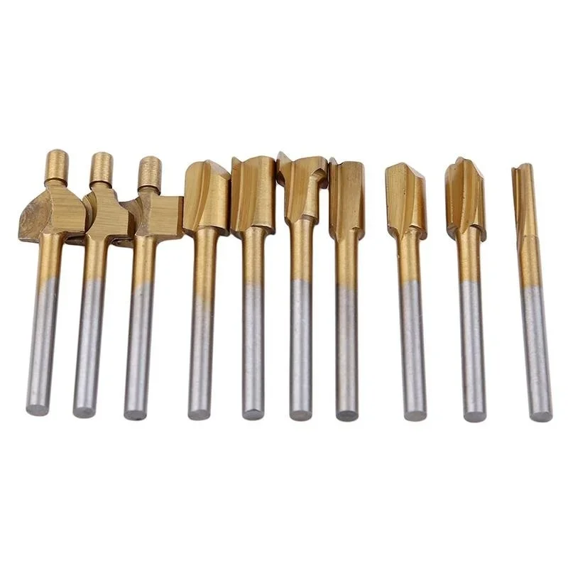 10Pcs silver and gold mini milling cutter set