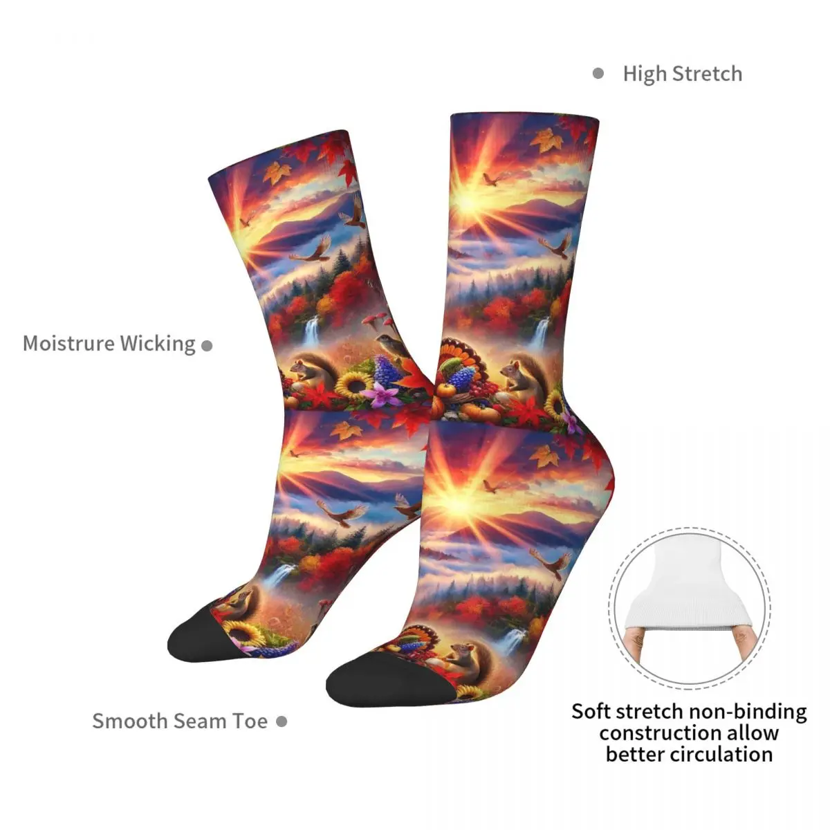 Autumn Wonderland In The Smoky Mountains Ethereal Fall Foliage And Wildlife Socks Harajuku Soft Stockings All Season Long Socks