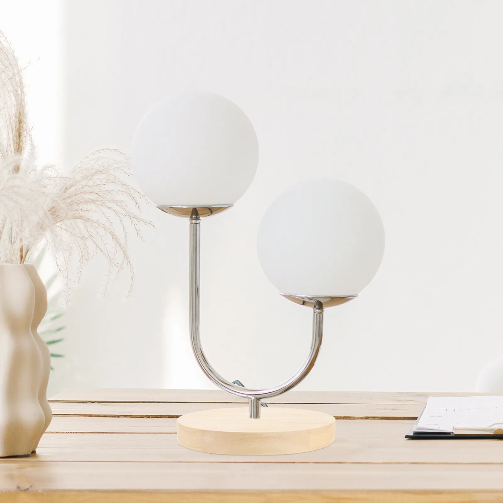 Wood Table Lamp Base Round Shape LED Light Stand Stable Flat Bottom Solid Wood Display Pedestal for Bedroom Study Living Room