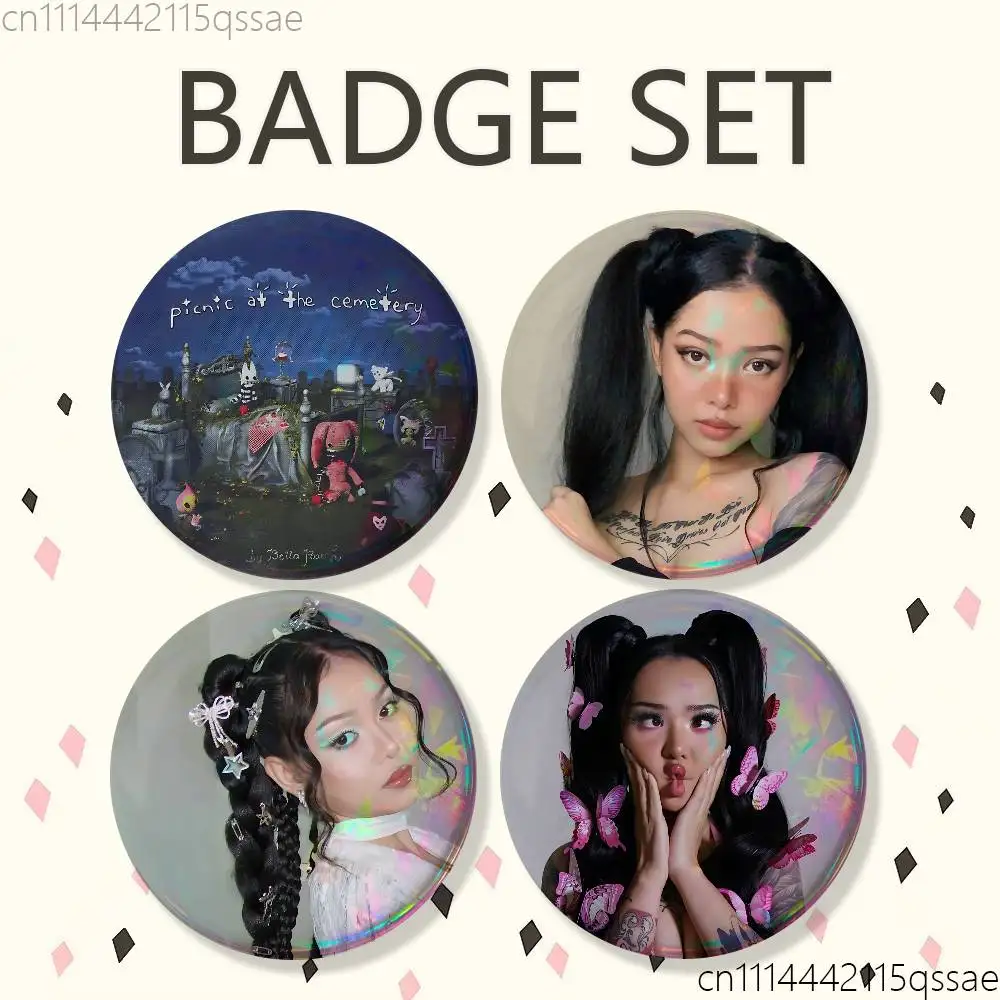 FOR Bella Poarch Picnic 25/32/44/58/75mm Badges Button Round Creative Pin Brooch Badge Bag Decor Accessories