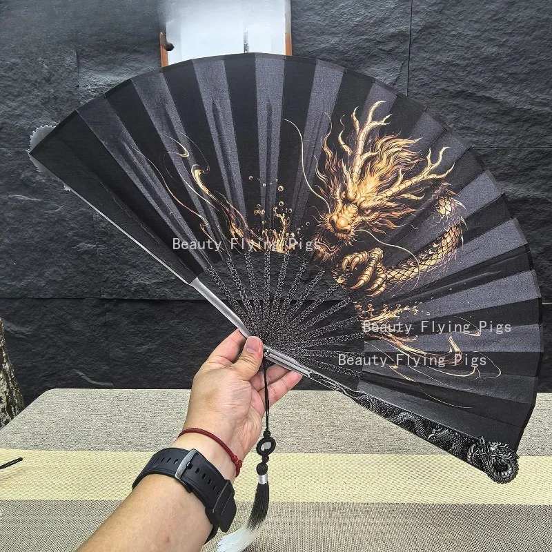1pc Metal+silk Fan, Decorative Craft Ornaments, Drama Performance Fan, Chinese-style Tai Chi, Dance Fan, Home Decoration