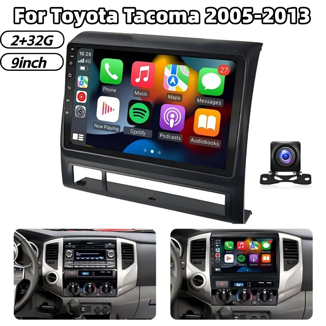 9inch 2G+32G For Toyota Tacoma 2005-2013 Android13  In-Car Navigation System For Carplay/Android Auto/SWC/Bluetooth/WiFi Parts