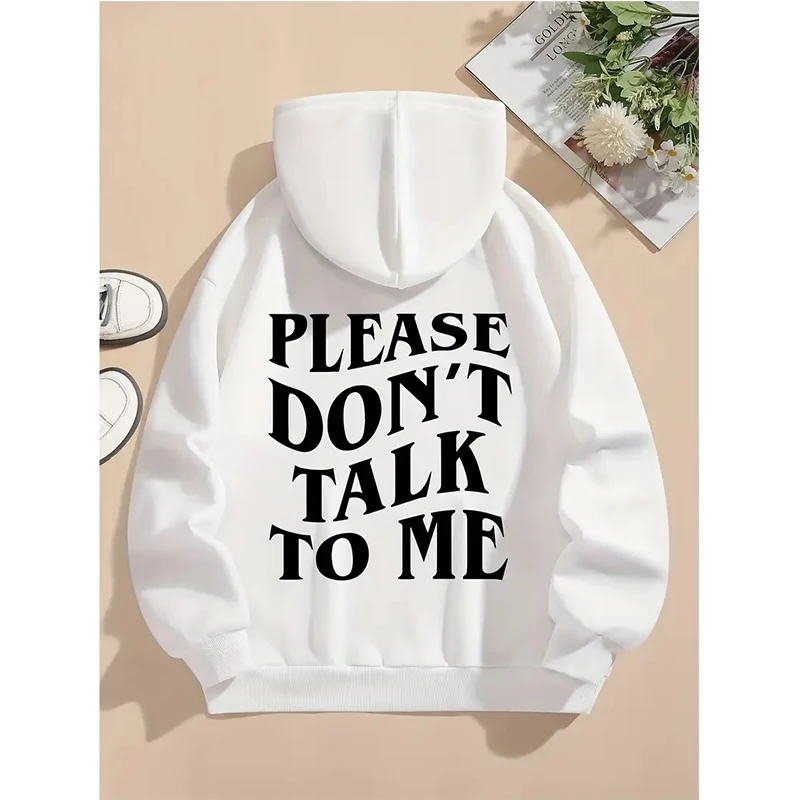 Lässige Taschen-Kapuzenpullover für Damen mit mutigem BITTE „Don't TALK To ME“-Buchstabendruck, Gothic-Grafik-Sweatshirts, 90er-Jahre-Streetwear-Kleidung