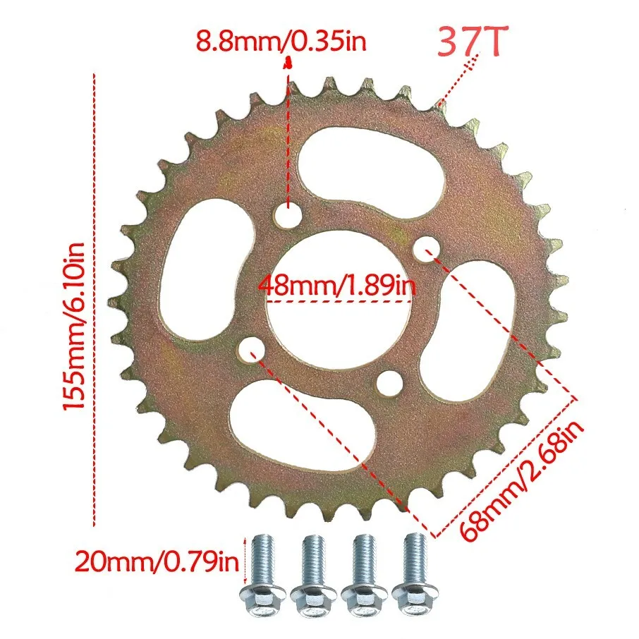 420 Chain + 37 Teeth 48mm Rear Sprocket for Go Kart ATV Pit Bike