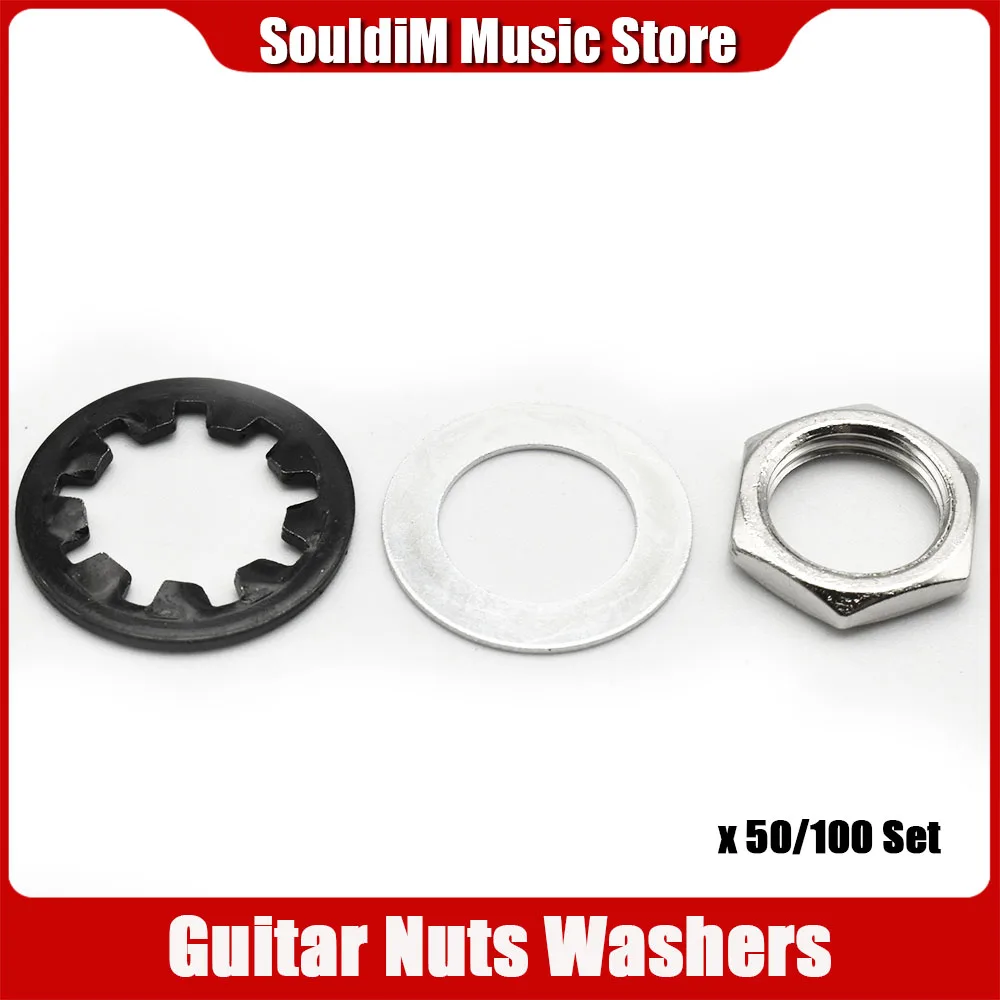 50/100Sets Guitar Nuts Washers & Lock washers for US CTS Pots & Switchcraft Jacks