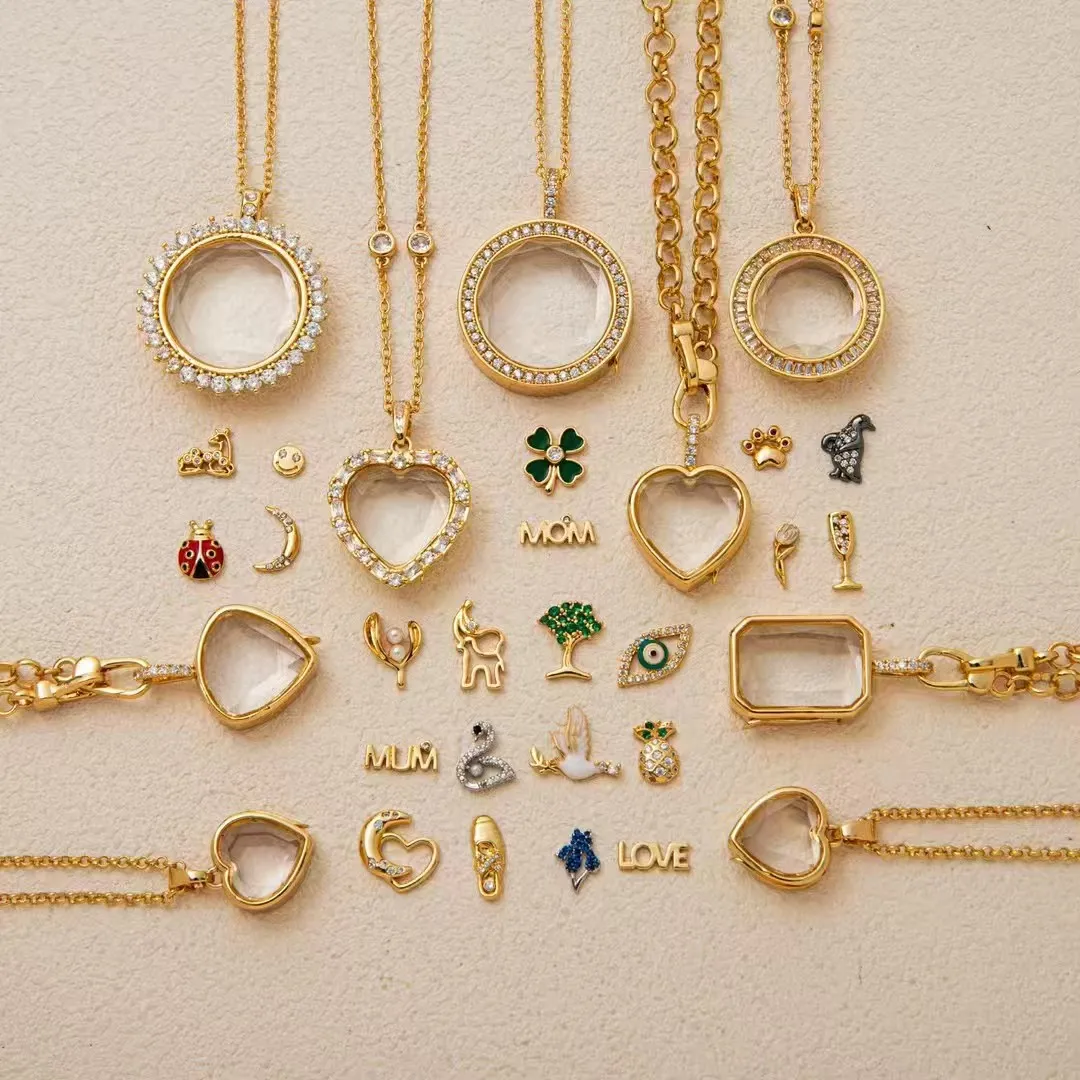 

Агат с бриллиантовым сердцем, золотой медальон, 18-каратное позолоченное ожерелье, индивидуальное крошечное очарование, кулон «сделай сам», ювелирные изделия, рождественские подарки для женщин